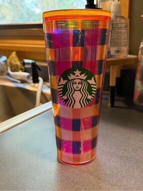 Starbucks Iridescent Checker Tumbler - Pink, Orange
